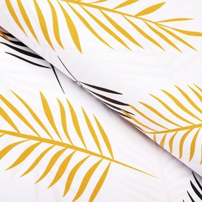 Biante Bavlnený štvorcový obrus Sandra SA-219 Zlaté a čierne palmové listy na bielom 90x90 cm