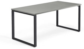 Kancelársky stôl QBUS, O-rám, 1600x800 mm, čierna, svetlošedá
