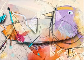 Sklenený obraz - Abstrakcia, vtáčik (70x50 cm)