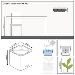 Lechuza magnetický držiak na zelenú stenu - súprava 3 ks kvetináčov Cube green wall home kit color All inclusive set charcoal antracitová lesklá 14x14x14cm