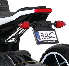 Ramiz Detský motocykel Future na batérie biely + audio panel + pomalý štart + EVA kolesá