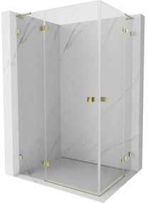 Mexen Lunar, L Duo výklopný sprchový kút 115 x 80 cm, 8mm číre sklo, zlatý profil, 834L-115L-080P-50-00