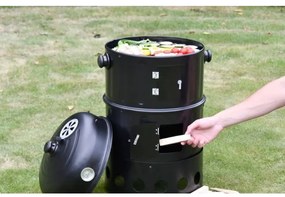 Údiareň na drevené uhlie 3v1 čierna