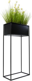 KOVOVÝ KVETINÁČ SO STOJANOM RECT 90X24X44 CM ČIERNA