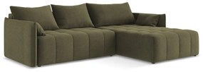 Khaki rozkladacia/s úložným priestorom rohová pohovka (pravý roh/s leňoškou) Moku – Makamii