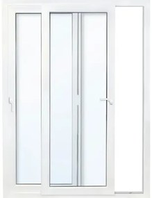 Posuvné dvere plastové biele s tvrdeným sklom 1950 x 2000 mm