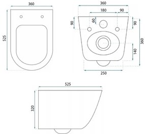 Rea Eddy, závesné záchodová misa Tornado Rimless 525x360x360 mm so sedátkom, REA-C6560