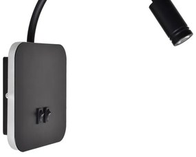 LED Flexibilná nástenná lampička BASE 1xLED/8W+1xLED/2W/230V čierna/strieborná