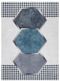 Koberec protišmykový ANDRE 1863 Romby, geometrický - biely / čierny