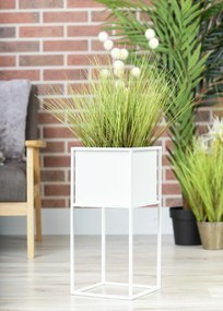 KOVOVÝ KVETINÁČ SO STOJANOM PLAIN 50X24 CM BIELA