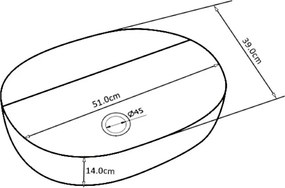 BPS-koupelny Keramické umývadlo na dosku HYD-EI-WH-510 51x40,5 cm, biele