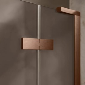 Rea Hugo Double, 2-krídlový sprchovací kút 90 (dvere) x 90 (dvere) x 200 cm, 6mm šedé sklo, medený profil, KPL-K6974