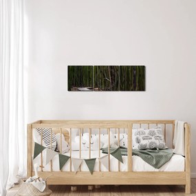 Obraz - Medzi bambusy (s hodinami) (90x30 cm)