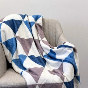 Home Elements Mikroflanelová deka, modrá, trojuholníky