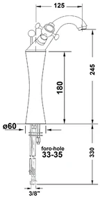 Sapho Sapho, ANTEA stojánkova umývadlová batéria vysoká s výpusťou, výška 245mm, chróm, 3171L