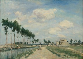 Sklenený obraz - Johan Barthold Jongkind, The Towpath, reprodukcia (70x50 cm)