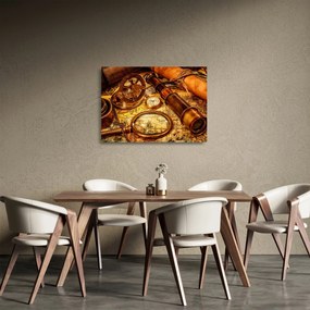 Sklenený obraz - Historické pomôcky námorníkov (70x50 cm)