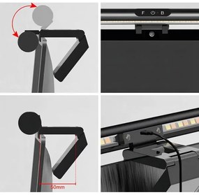 LED Stmievateľné dotykové osvetlenie monitora LED/5W/5V 3000-6000K 42 cm čierna