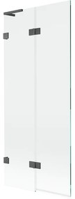 Mexen Lunar L, 2-krídlová vaňová zástena ľavá 80 x 150 cm, číre sklo, grafitová, 897L-080-100-66-00-L