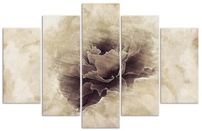 Obraz na plátně pětidílný Růže Květina Béžová Příroda - 100x70 cm