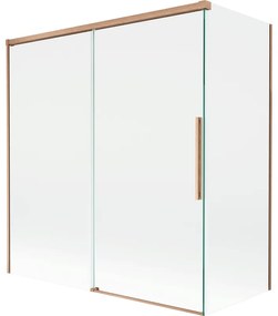 Mexen Rox, 2-krídlová posuvná vaňová zástena 150 + 70 x 150 cm, 8mm číre sklo, medený matný profil, 8C9-150-070-65-00