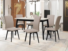 Jedálenský stôl so 6 stoličkami AL24, Morenie: biela - L, Poťahové látky: 25x - Paros 2, Farby nožičiek: čierna