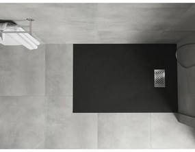 Mexen Hugo, obdĺžniková sprchová vanička SMC 120 x 80 cm, čierna, oceľová krytka, 42708012-X