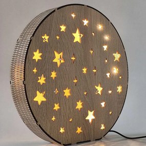 Drevená LED stolová lampa Hviezdy | MOVE: HDF - Orech 20 cm 4791-115218 LED0613