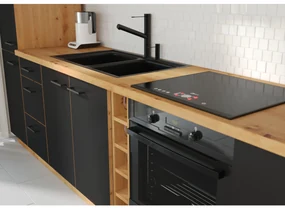Kuchyňa 260 cm Miraluna (dub artisan + čierna matná). Vlastná spoľahlivá doprava až k Vám domov. 1062380