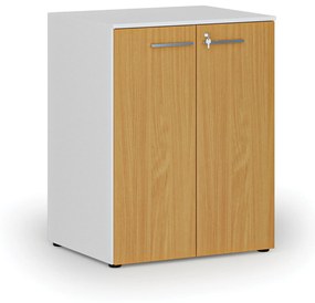 Kancelárska skriňa s dverami PRIMO WHITE, 2 police, 1027 x 800 x 640 mm, biela/buk