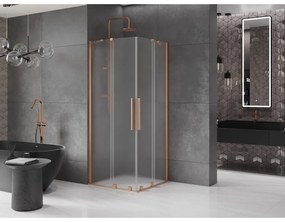Mexen Velar Duo, sprchový kút s posuvnými dverami 90 x 90 cm, 8mm sklo námraza, medená matná, 871-090-090-32-65