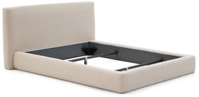 Béžová čalúnená jednolôžková posteľ bez roštu 90x200 cm Blok – Kave Home