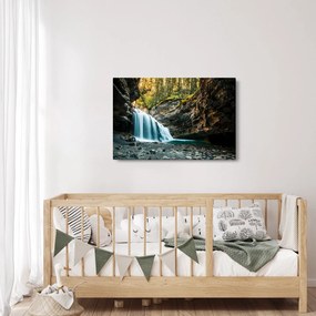 Obraz lesného vodopádu (90x60 cm)