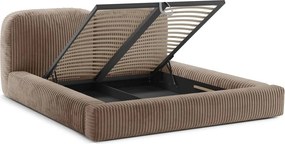 Hnedá čalúnená dvojlôžková posteľ s úložným priestorom s roštom 160x200 cm Martina – Micadoni