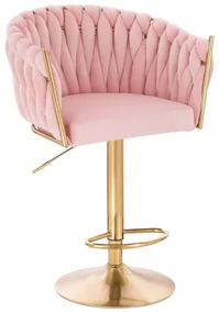 LuxuryForm DESIGN Barová stolička NORDEN VELUR na zlatom tanieri - ružová