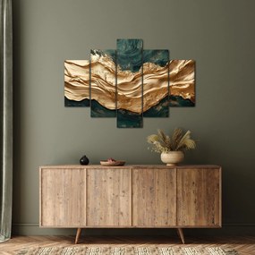 Obraz - Zelená abstrakcia so zlatom II. (150x105 cm)