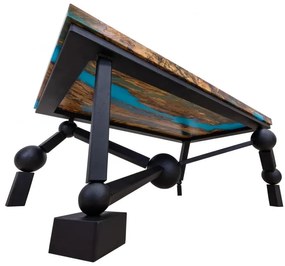 Konferenčný stôl PLANETÁRIUM zo špaltovaného buku a fluorescenčnej epoxidovej živice 96x59