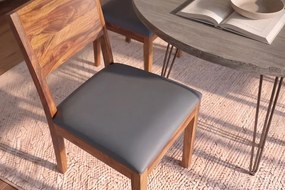 Dizajnová stolička Timber II Sheesham / tmavosivá ekokoža