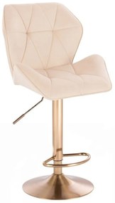LuxuryForm DESIGN Barová stolička MILANO MAX VELUR na zlatom tanieri - krémová