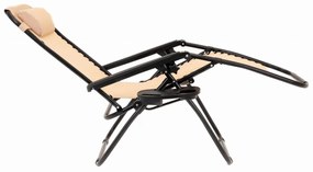 Záhradné ležadlo s držiakom na nápoje, béžové