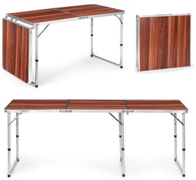 Skladací cateringový stôl 180 x 60 cm s imitáciou dreva 3-časťový