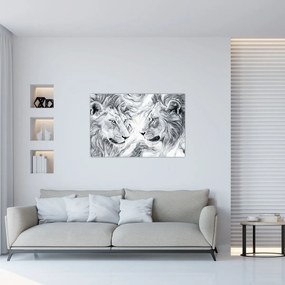 Obraz - Kreslené levie hlavy (90x60 cm)