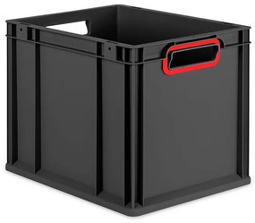 Sada 4 kusov - Eurobox Next Gen 2.0 Cycle - Stohovateľný kontajner s otvorenými rukoväťami - Červený - 400 x 300 x 320 mm - Antracit