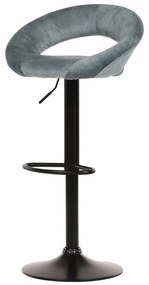 AUTRONIC Barová stolička modrý samet, čierna podnož AUB-822 GREY4