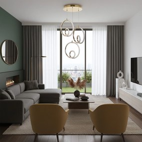 Toolight Toolight, LED závesné svietidlo 32W, 3000K, 2500lm, LHJ095-3CP, biela-zlatá lesklá, OSW-50068