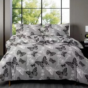 Obliečky OPRAH GREY BUTTERFLIES 7-dielna sada 140x200 cm