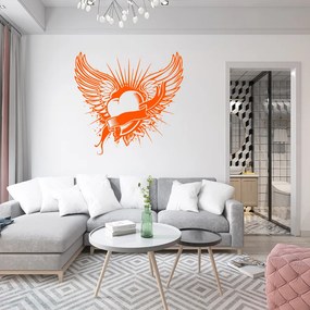 Veselá Stena Samolepka Srdce s krídlami Farba: oranžová, Veľkosť: 100 x 95 cm