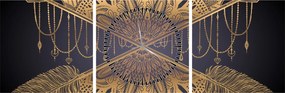 Obraz - Zlatá mandala s šípmi (s hodinami) (90x30 cm)