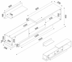 Obývací stěna ASOS 180 cm bílá