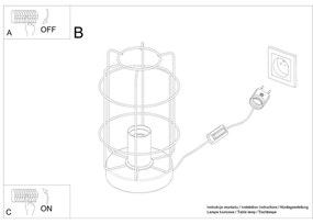 Stolná lampa Gotto, 1x drevené/čierne drôtené tienidlo